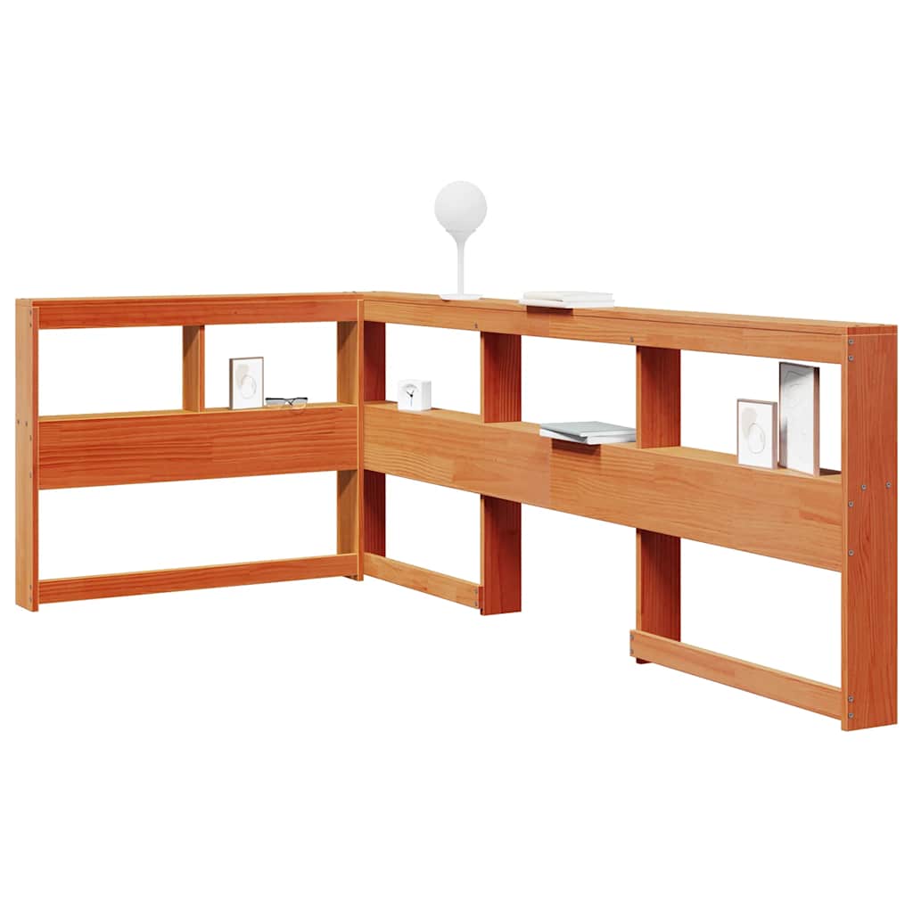 Bookcase Headboard L-Shaped Wax Brown 75 cm Solid Wood Pine